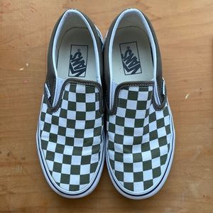 Checkered vans slip ons